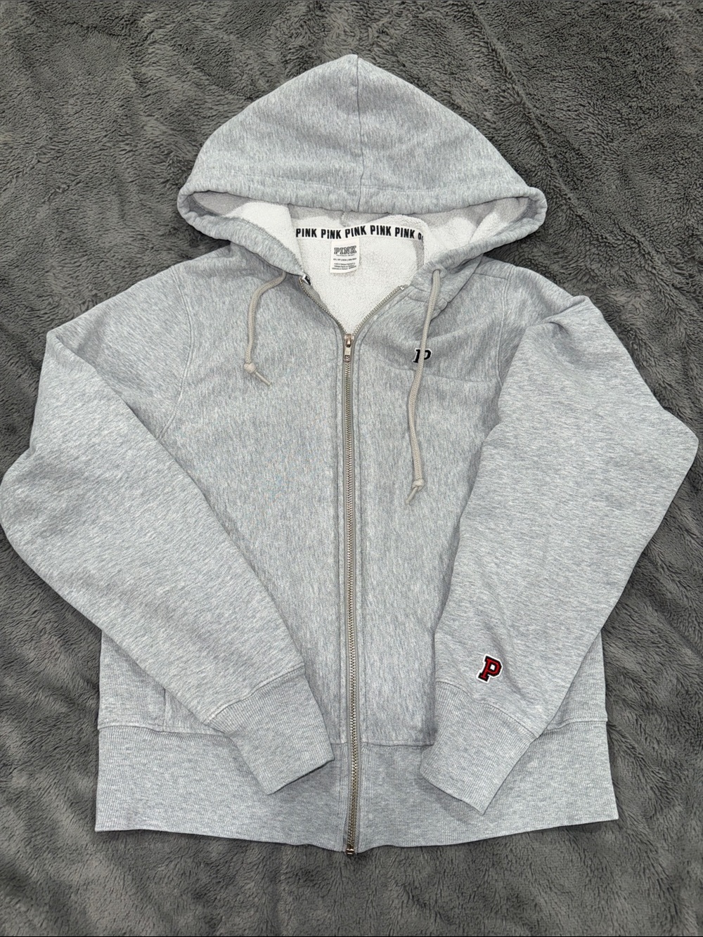 PINK Victoria's Secret Light Heather Gray Full-Zip Hoodie